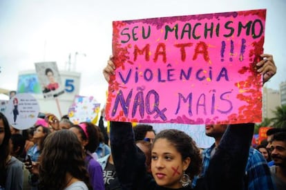 Manifestante na Marcha das Vadias, em agosto do ano passado.