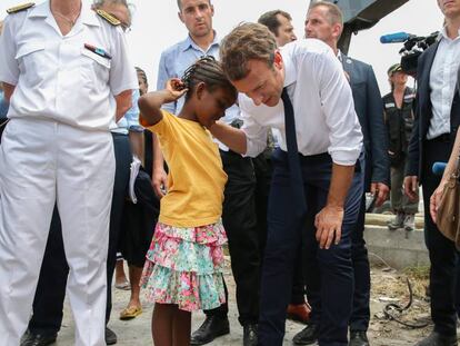 El presidente franc&eacute;s, Emmanuel Macron, durante su visita el 12 de septiembre a San Mart&iacute;n