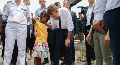 El presidente francés, Emmanuel Macron, durante su visita el 12 de septiembre a San Martín