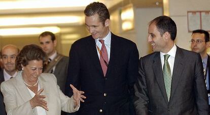 Barber&aacute;, Urdangarin y Camps, durante la inauguraci&oacute;n del Valencia Summit, en 2004. 