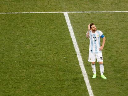 Messi, después del segundo gol de Croacia.