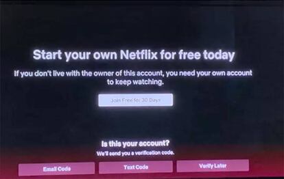 Aviso de Netflix para no compartir cuentas.