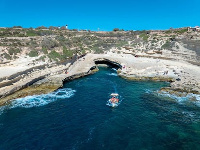 Aerial view of St Peter's Pool, Malta.