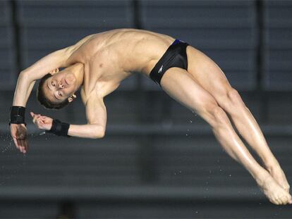 Thomas Daley, durante la final de saltos desde la plataforma de 10 metros de altura.