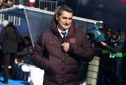 El entrenador del Barcelona, Ernesto Valverde, en el partido.