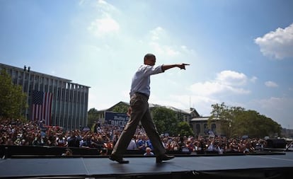 Obama llega a uno de sus m&iacute;tines la semana pasada en Pittsburgh, en el Estado clave de Pensilvania