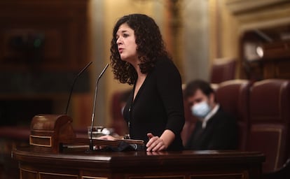 La diputada de Unidas Podemos Sofía Castañón, este jueves en el Congreso.