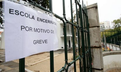 Una huelga reciente de funcionarios de la educación, en Portugal.