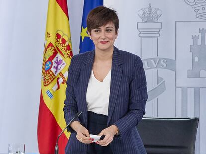 La portavoz del Gobierno y ministra de Política Territorial, Isabel Rodríguez, durante una rueda de prensa posterior al Consejo de Ministros, del pasado día 20.