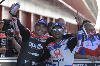 Aleix Espargaró y Jorge Martín, primero y segundo clasificados en la sesión de clasificación del GP de Argentina.