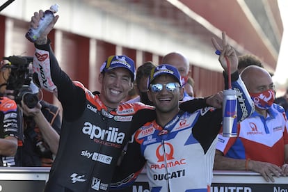 Aleix Espargaró y Jorge Martín, primero y segundo clasificados en la sesión de clasificación del GP de Argentina.