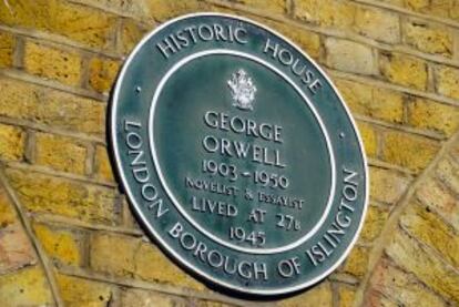 Placa en la casa de Orwell en el 27B de Canonbury Square.