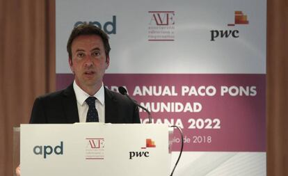 El director general del Sabadell, Carlos Ventura, durante su intervención en Valencia.