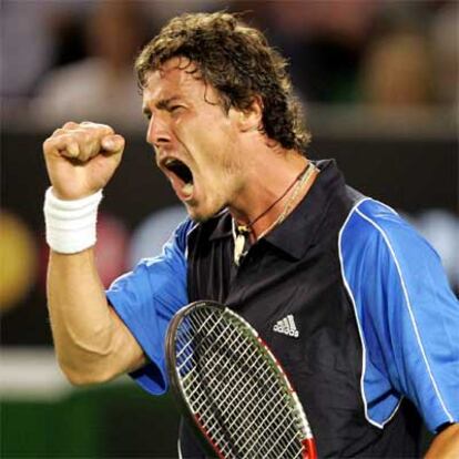 Safin celebra su victoria.