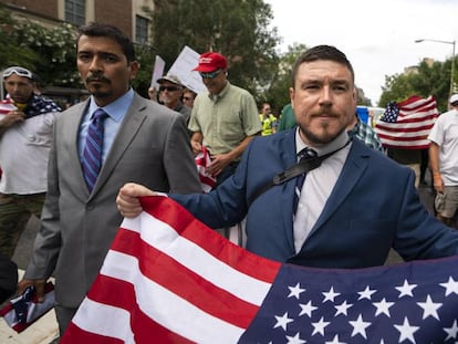 Jason Kessler, o organizador do protesto do ano passado em Charlottesville e deste domingo em Washington.