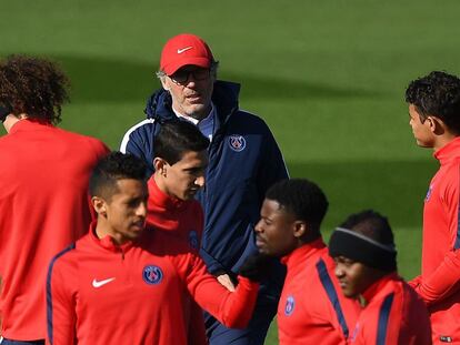 Blanc, durante el entrenamiento del PSG.