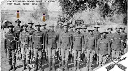 Los 'Black Seminoles' como parte de un cuerpo militar en Texas en una imagen de 1888.