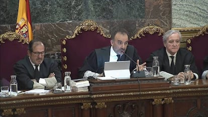 El presidente del tribunal que enjuicia el 'procés', Manuel Marchena, durante una sesión del juicio.