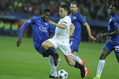 Nasri durante el partido de ida correspondiente a los octavos de final de Champions League