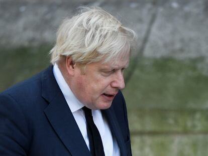 Boris Johnson se dirige este martes al funeral del diputado David Amess, en Westminster (Londres)