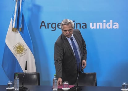 El presidene Alberto Fernández durante el anuncio, el viernes pasado de una subida de las pensiones. 