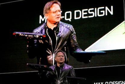 Jensen Huang, CEO of Nvidia, en la presentación de resultados de este miércoles.