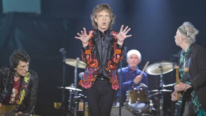 Ronnie Wood, Mick Jagger, Charlie Watts y Keith Richards, en un concierto de los Rolling Stones en Francia en 2017.