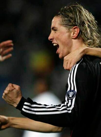 Torres celebra su gol al Olympique de Marsella el pasado martes.