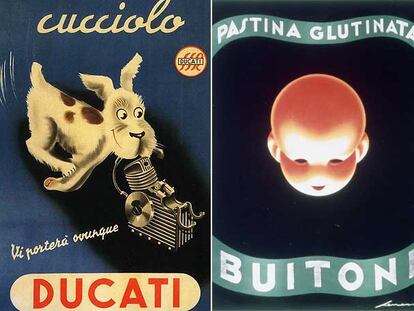 Pastas Buitoni (derecha) y de un modelo de la empresa Ducati (izquierda).