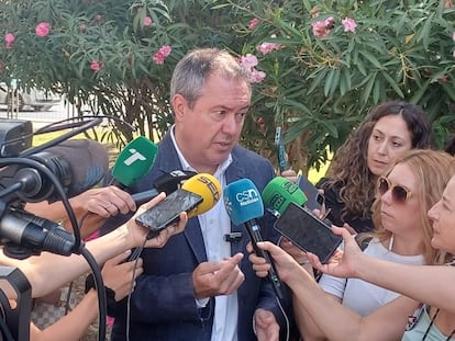 El secretario general del PSOE andaluz, Juan Espadas, este lunes en Huelva.