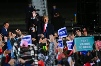 El presidente Trump después de hablar en un mitin de campaña en Minnesota.