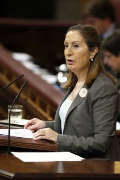 La ministra de Fomento, Ana Pastor, durante su intervención en la sesión de control al Gobierno que se celebra en el Congreso de los Diputados. EFE/Archivo