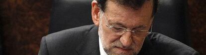 El presidente del Ejecutivo, Mariano Rajoy, durante una sesión de control en el Congreso.