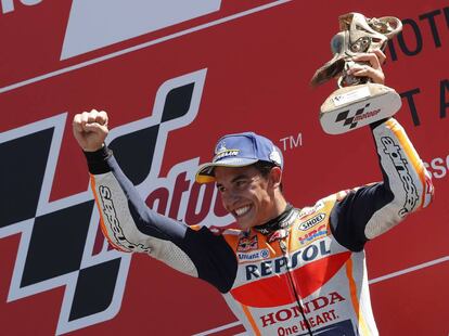 Marc Márquez (Repsol Honda) celebrando su victoria en el GP de Holanda.
