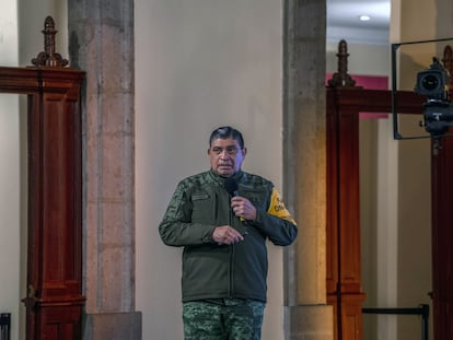 El secretario de Defensa Nacional, Luis Cresencio Sandoval, el 10 de agosto de 2021 en Palacio Nacional (Ciudad de México).