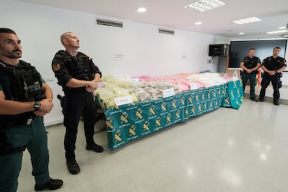 Vista de la droga que la Guardia Civil se ha incautado en Ibiza.