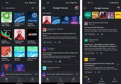 Interfaz mejorado de Google Podcasts.