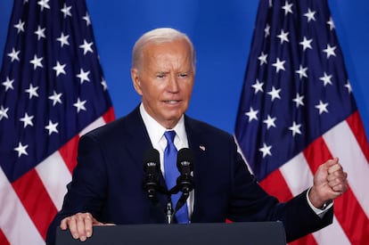 Joe Biden during a press conference.