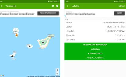 Aplicación de volcanes en tu móvil.