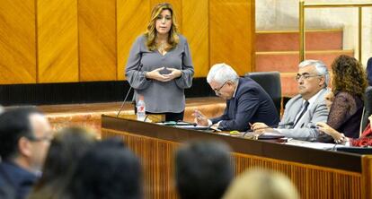 Susana D&iacute;az, este jueves en la sesi&oacute;n de control en el Parlamento.