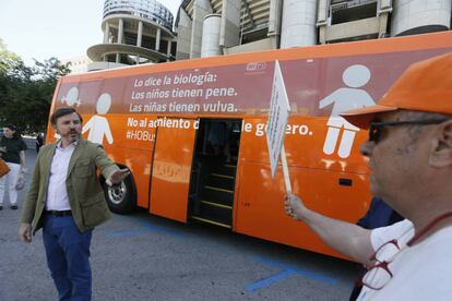 The Hazte Oír bus in Madrid on Tuesday.