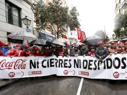 Los trabajadores de Coca-Cola en una manifestaci&oacute;n el s&aacute;bado