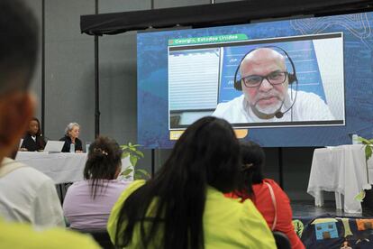 Una intervención de Salvatore Mancuso durante la Audiencia Única de Verdad de la JEP en Montería, en mayo de 2023.