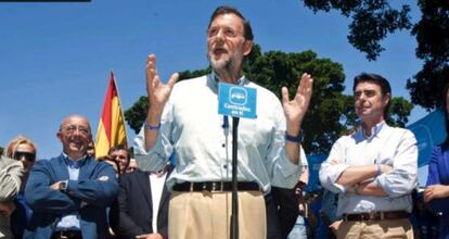 Mariano Rajoy durante un mitin en Tenerife.