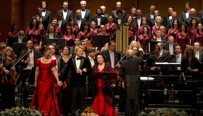 Montserrat Caballé en el homenaje del Liceo en enero de 2012, la última vez que subió a si escenario.