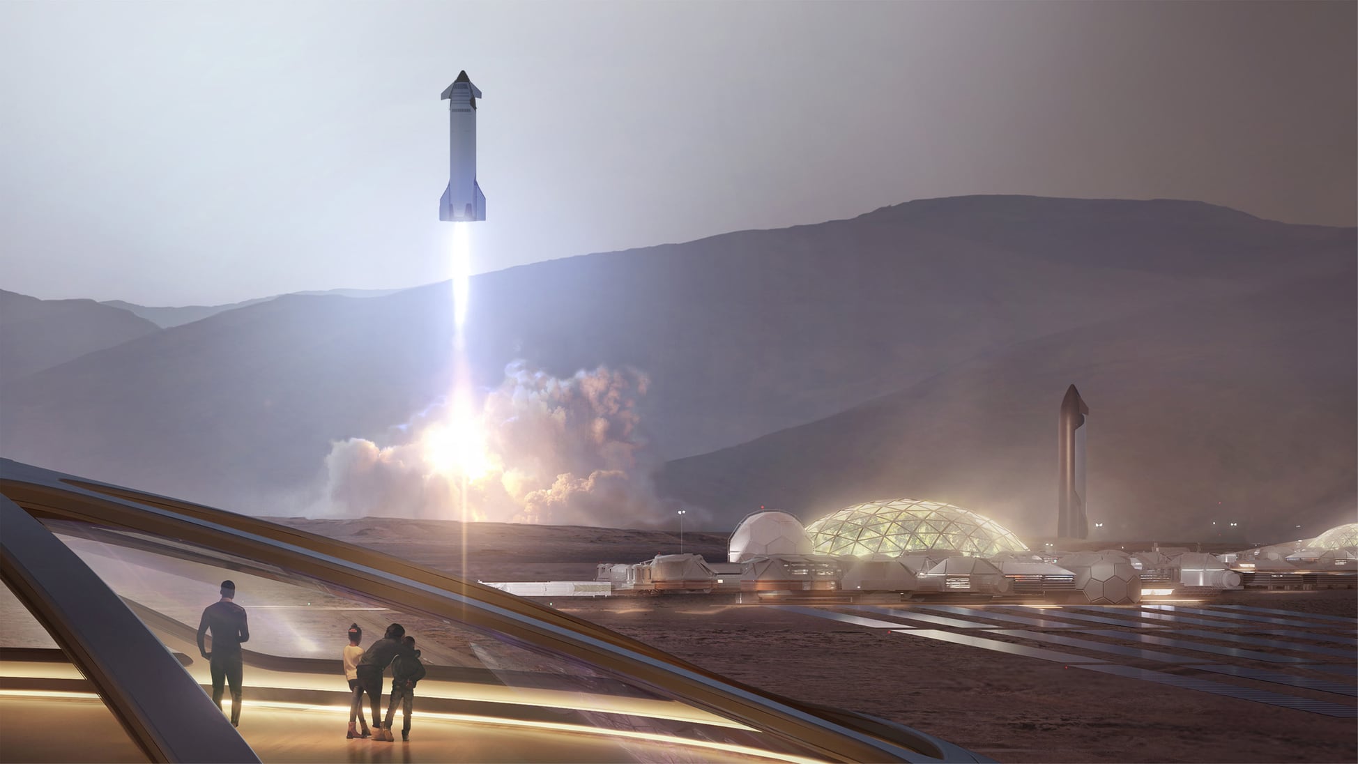 Recreación de una base en Marte de SpaceX.