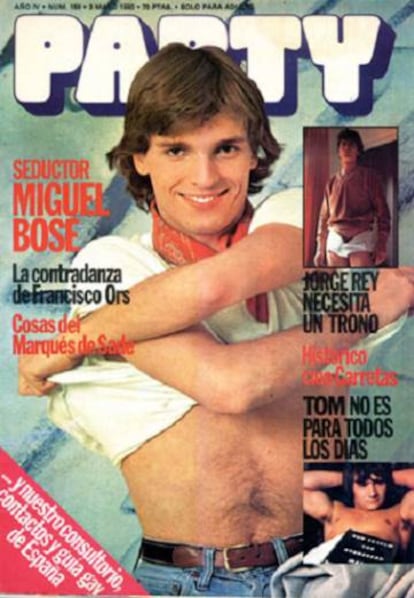 Miguel Bosé en la portada de la revista 'Party', primera publicación abiertamente gay de España. 
