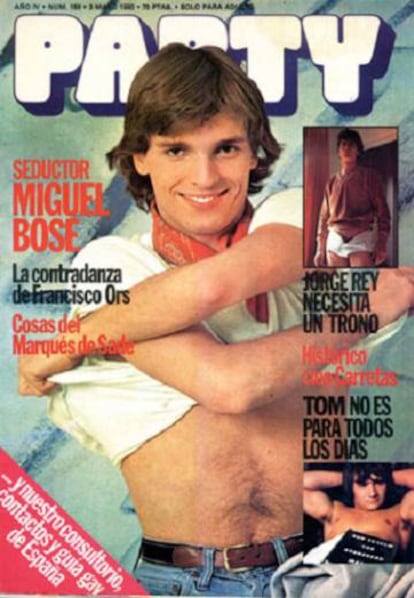 Miguel Bosé en la portada de la revista 'Party', primera publicación abiertamente gay de España.