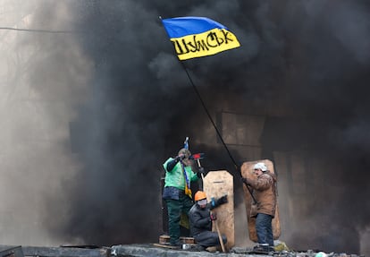 Protestas antigubernamentales en Kiev en enero de 2014.