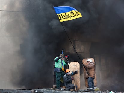 Protestas antigubernamentales en Kiev en enero de 2014.